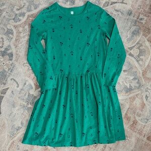 Tea Collection Green Dress with Navy Heart Pattern
